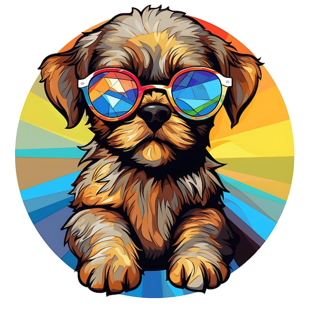 Painting Colorful Dog Stained Glass window Illustration circle shape Design