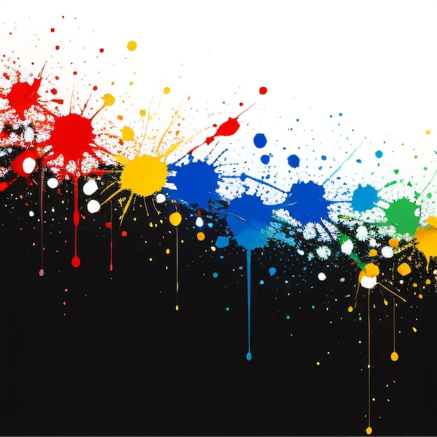 Photo a painting of colorful dots and dots with a black background.