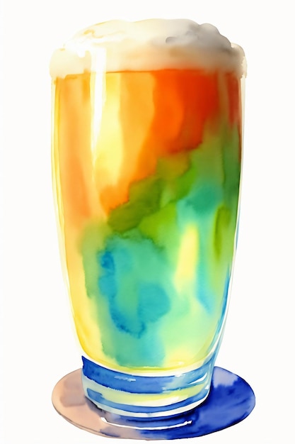 A Painting Of A Colorful Drink On A Plate