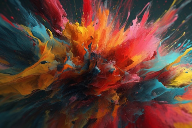 A painting of a colorful explosion
