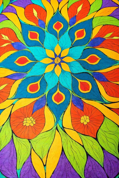 Painting of a colorful flower background