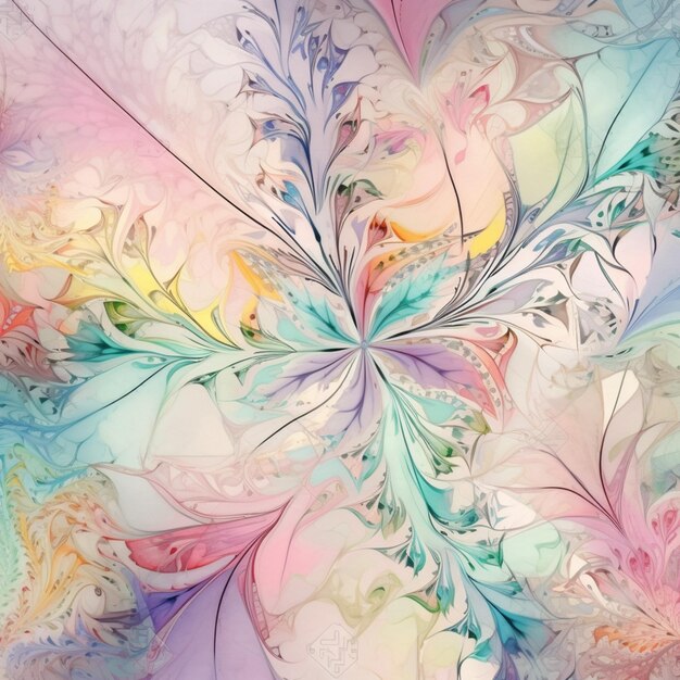 Painting of a colorful flower with a large center surrounded by smaller flowers generative ai