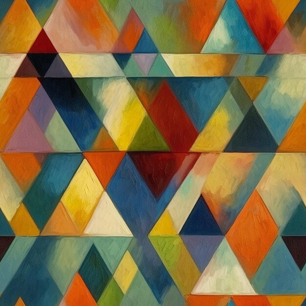 a painting of a colorful geometric pattern with a black cat generative ai