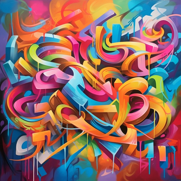 Живопись красочного граффити с большим количеством цветов
