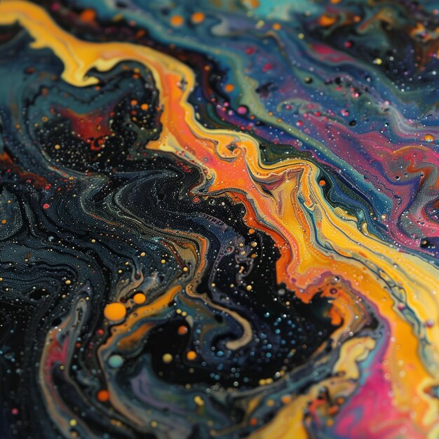 Foto un dipinto di un liquido colorato con la parola 