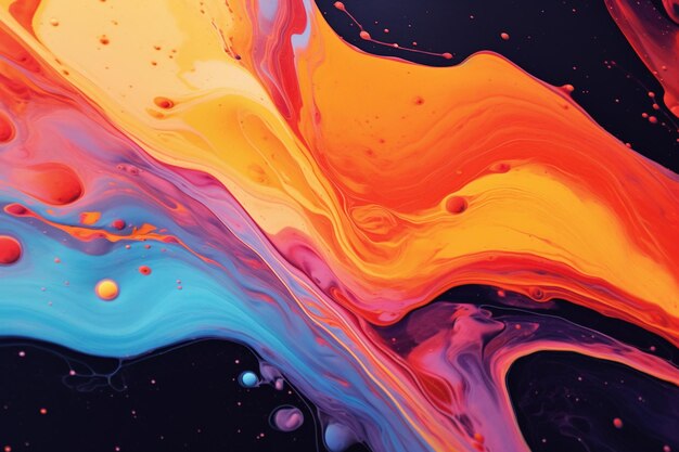 A painting of a colorful liquid with the words " the title " on it.