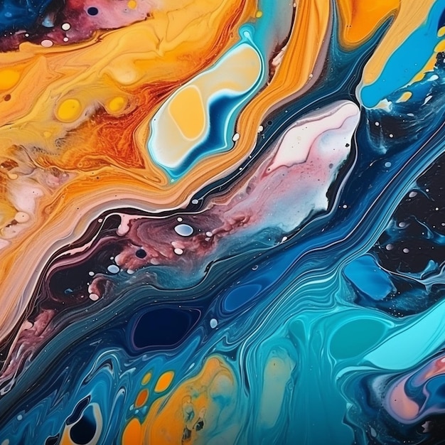 a painting of a colorful orange and blue color is shown