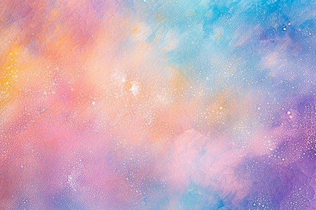Painting of a colorful sky with a lot of stars and a small plane generative ai