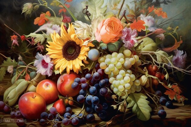 A painting of a colorful summer bouquet