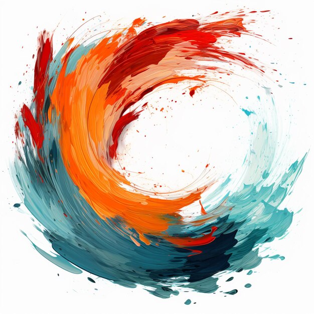 Painting of a colorful swirl of paint on a white background generative ai