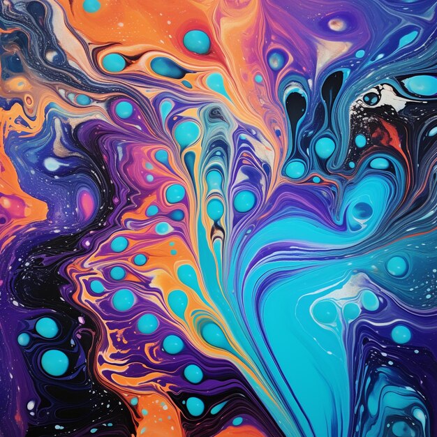 Painting of a colorful swirl with blue and orange colors generative ai