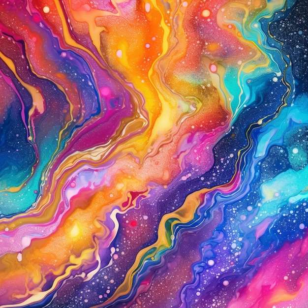 A painting of a colorful swirly background with a lot of bubbles generative ai