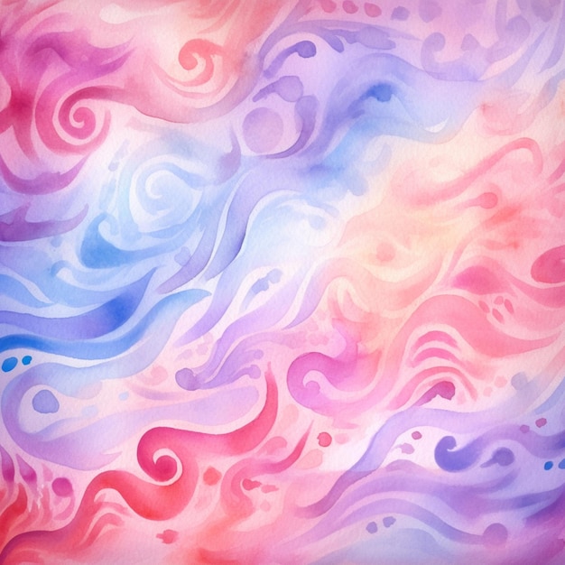 Painting of a colorful swirly background with a pink and blue background generative ai