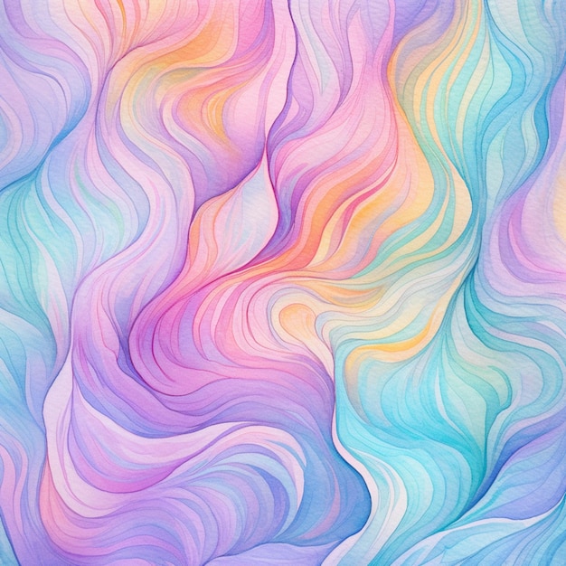 A painting of a colorful wave pattern with a blue background generative ai