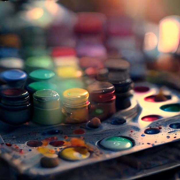 Painting colors pallet drawing photo realistic Generative Ai