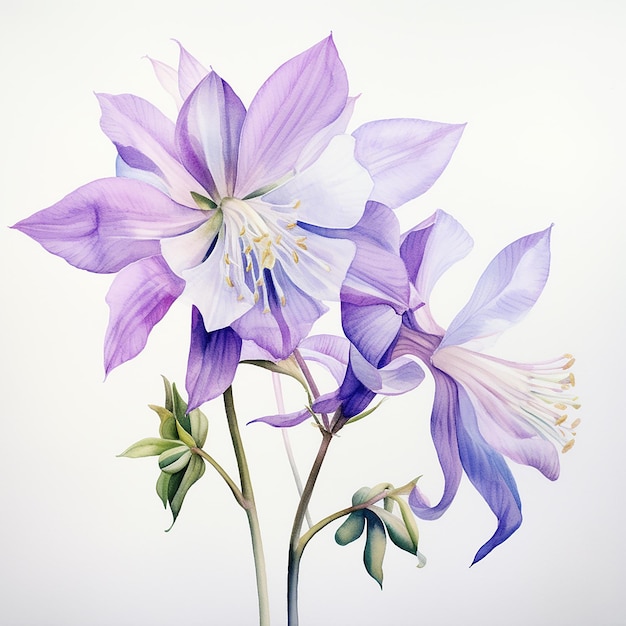 A painting of Columbine flower watercolor