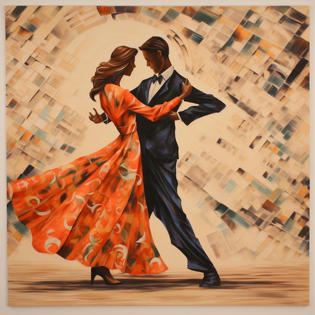 painting of a couple dancing in a ballroom generative ai