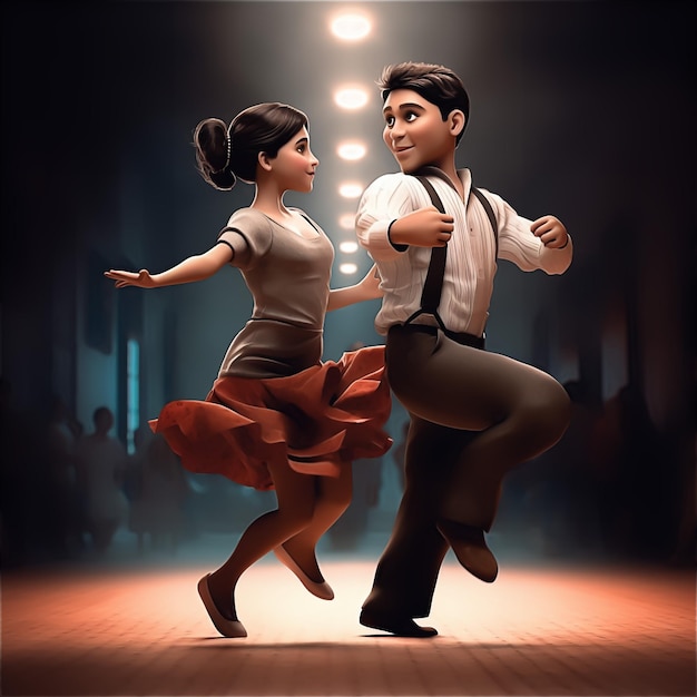 A painting of a couple dancing Latin dance