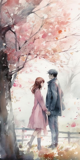 Holding Hands, Cherry Blossom Background - premium anime pfp couple  aesthetic - Image Chest - Free Image Hosting And Sharing Made Easy