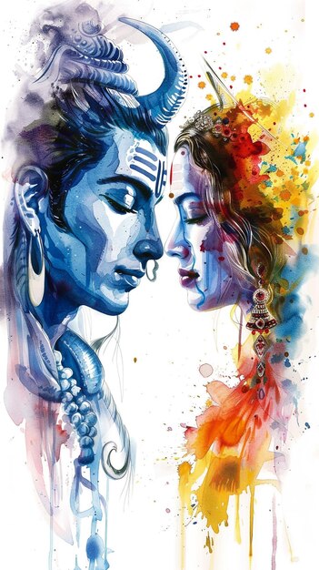 Photo a painting of a couple with the word indian on it