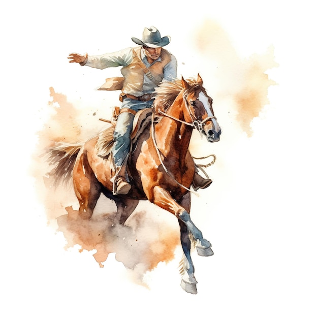 A painting of a cowboy riding a horse generative ai image