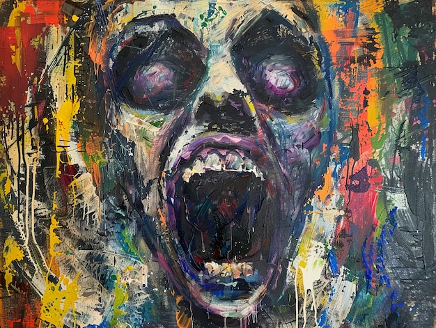 a painting of a creepy man with a mouth open