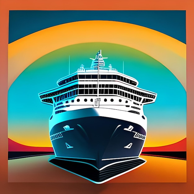 A painting of a cruise ship with the word cruise on it