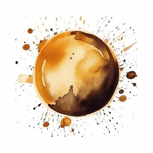 A painting of a cup of coffee with a splaty of coffee generative ai