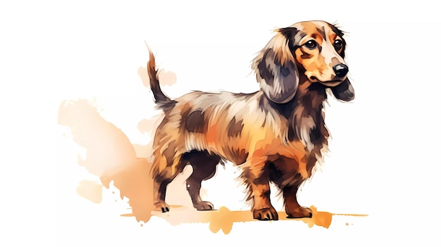 A painting of a dachshund in color