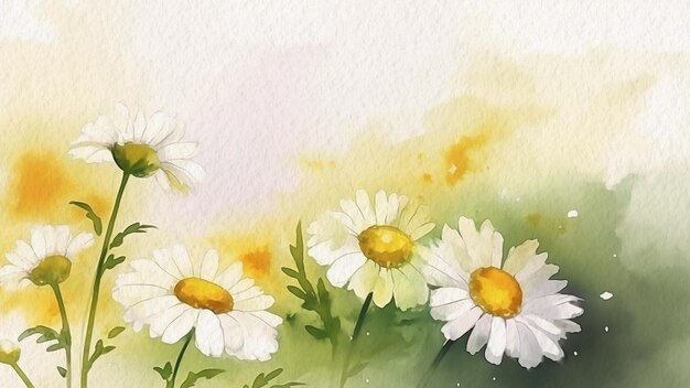 Photo a painting of daisies in the grass