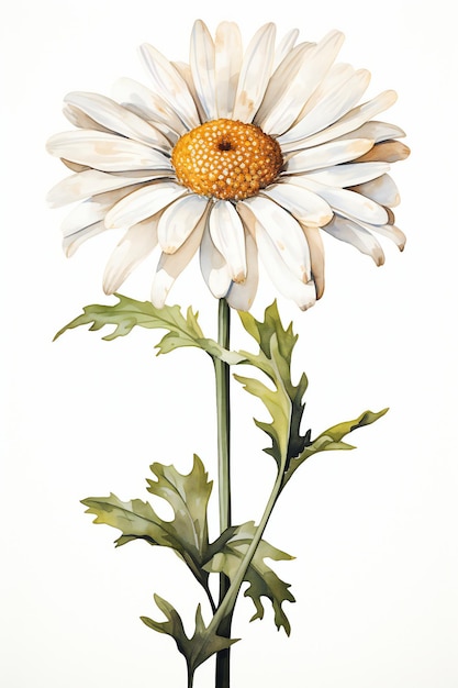 A painting of a daisy with the yellow center.