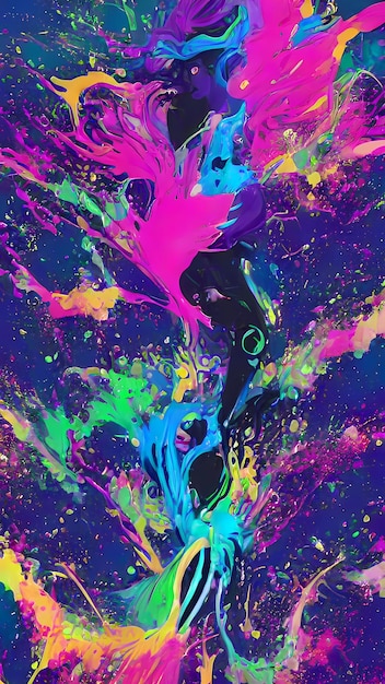 a painting of a dancer with a colorful background.