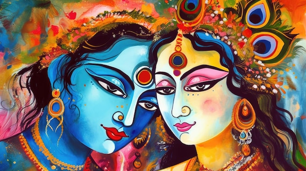 A painting of deities, the god of love.