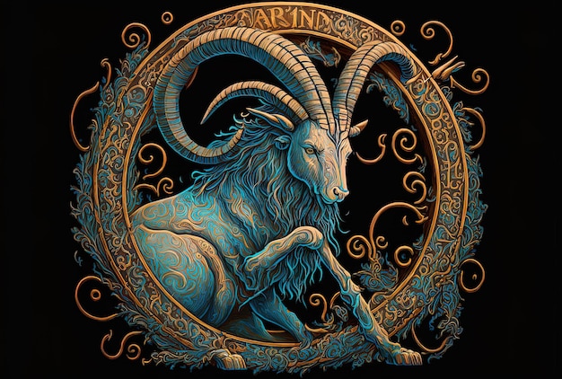 Painting depiction of the Capricorn sign the capricorn zodiac emblem astrology raster picture