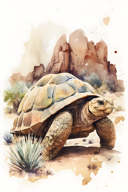 Photo a painting of a desert tortoise.