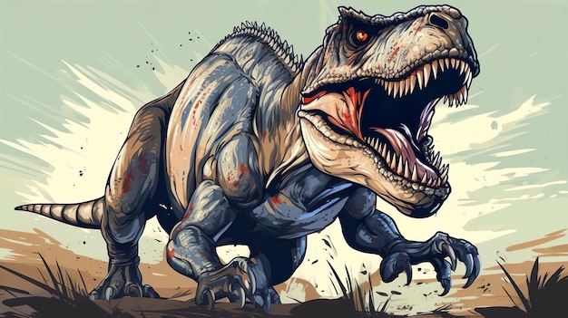 Photo painting of dinosaur trex