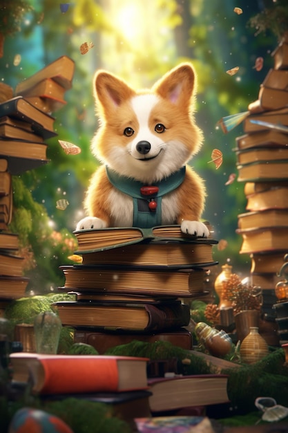 A painting of a dog named corgi.