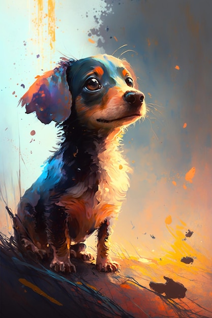 A painting of a dog named dachshund.