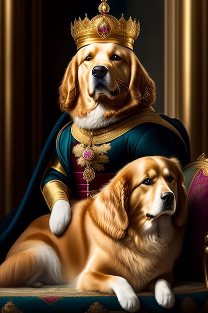 Photo a painting of a dog named golden retriever