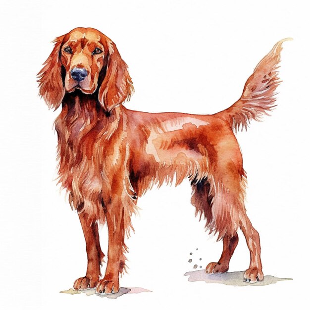 Photo painting of a dog standing on a white surface with a white background generative ai