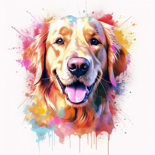 A painting of a dog that is called a golden retriever.