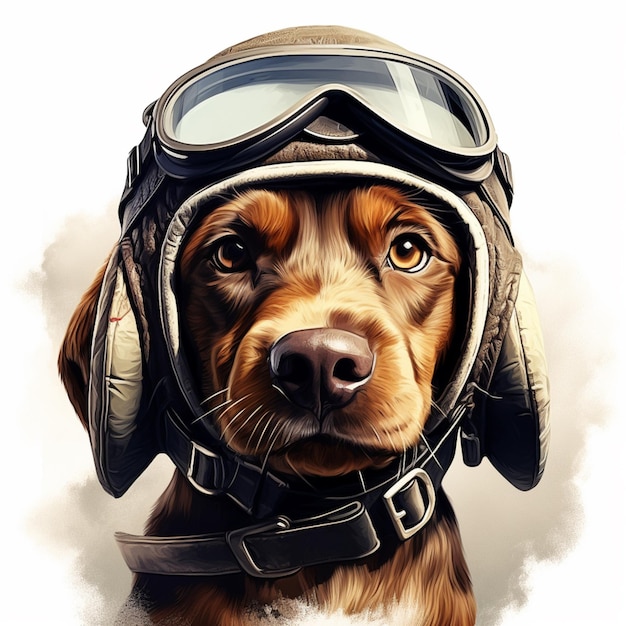 рисунок собаки в шлеме и защитных очках