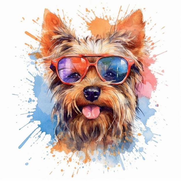 a painting of a dog wearing sunglasses and a tie generative ai