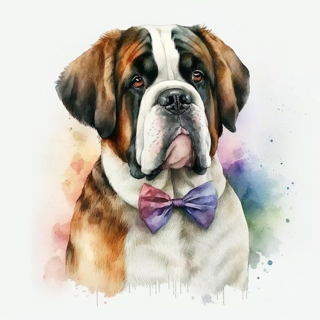 painting of a dog with a bow tie on generative ai