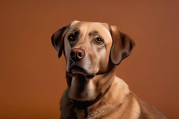 A painting of a dog with a brown background