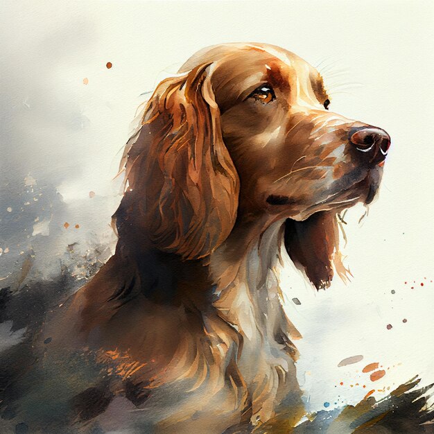 Painting of a dog with a brown coat and a white background generative ai