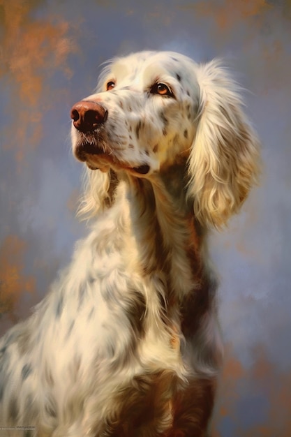 Painting of a dog with a brown spot on its face generative ai