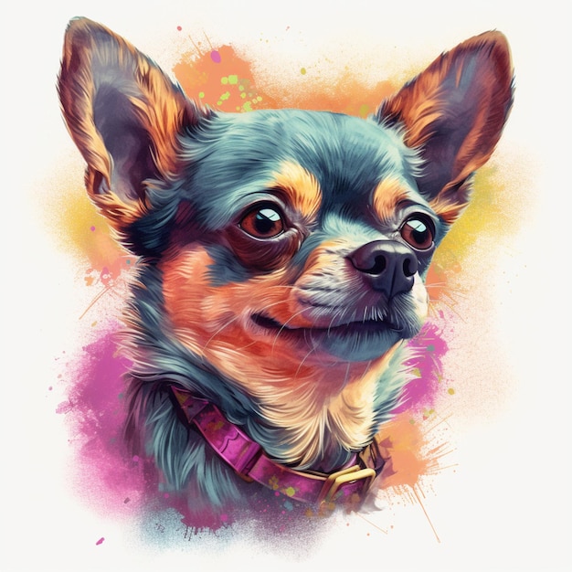 painting of a dog with a collar and collar around its neck generative ai