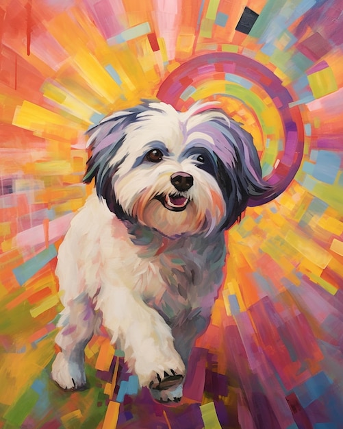 painting of a dog with a colorful background generative ai