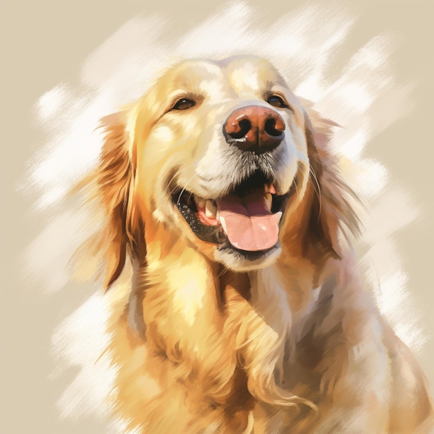 Painting of a dog with a happy face and a smile generative ai